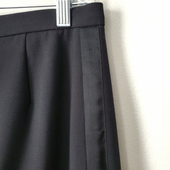 90s Y2K J Crew Black Italian Wool Tuxedo Midi Skirt M Cocktail Elegant Career - Picture 3 of 13